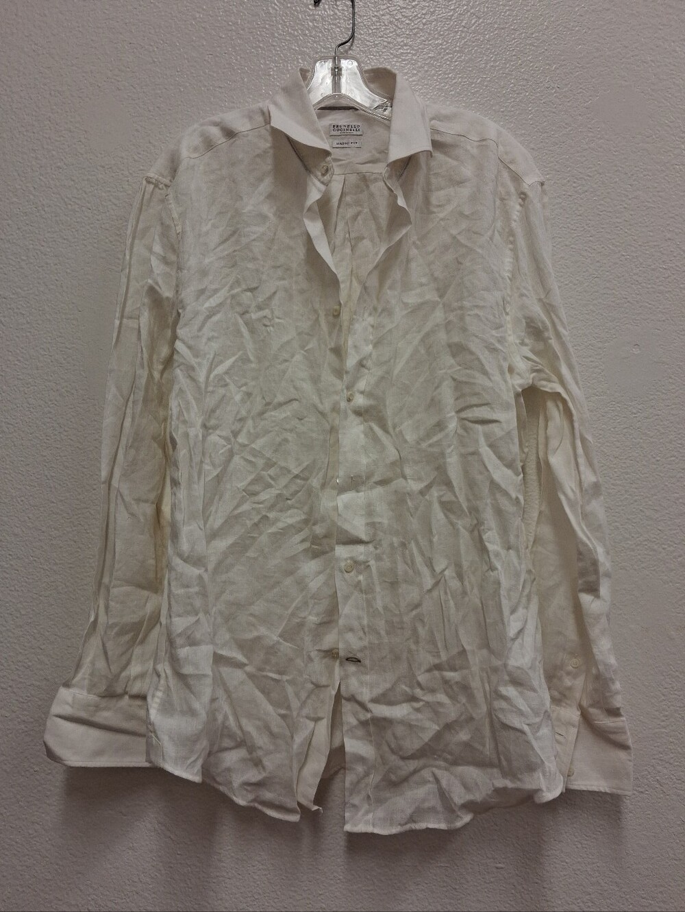 Brunello Cucinelli Shirt Basic Fit Button Up Long Sleeve 100% Linen Shirt Italy